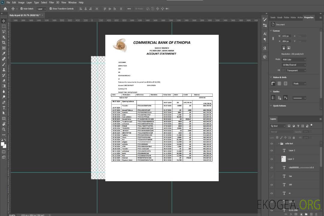ETHIOPIA COMMERCIAL BANK OF ETHIOPIA Modèle de relevé bancaire, format Word et PDF, version 2 template ETHIOPIA COMMERCIAL BANK OF ETHIOPIA Modèle de relevé bancaire, format Word et PDF, version 2 template